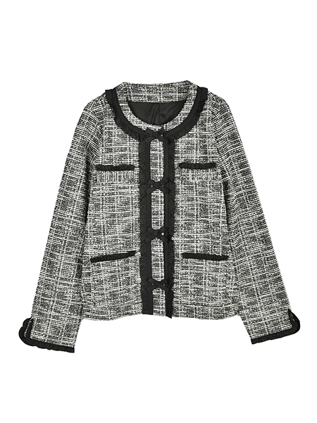 幸せﾘﾎﾞﾝ&ふりるの上品ﾂｲｰﾄﾞｼﾞｬｹｯﾄ 詳細画像 ﾌﾞﾗｯｸ 1