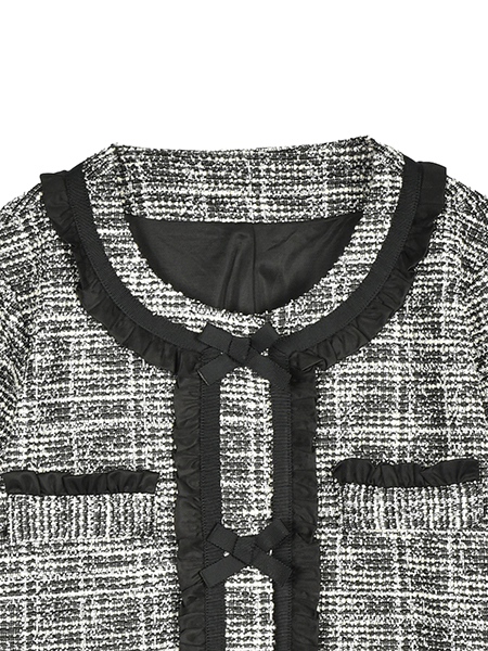 幸せﾘﾎﾞﾝ&ふりるの上品ﾂｲｰﾄﾞｼﾞｬｹｯﾄ 詳細画像 ﾌﾞﾗｯｸ 3