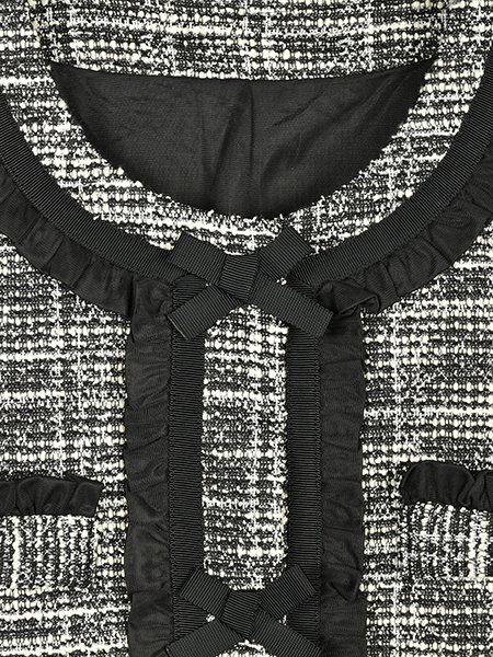 幸せﾘﾎﾞﾝ&ふりるの上品ﾂｲｰﾄﾞｼﾞｬｹｯﾄ 詳細画像 ﾌﾞﾗｯｸ 5