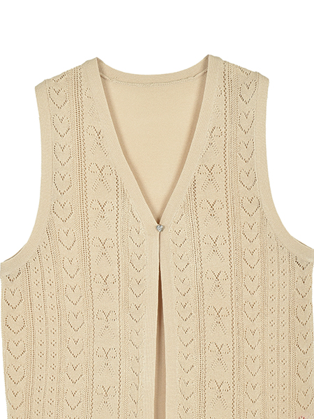 透かしﾊｰﾄﾘﾎﾞﾝのふりるﾆｯﾄｼﾞﾚ 詳細画像 ﾍﾞｰｼﾞｭ 3