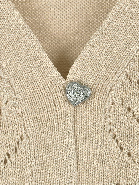 透かしﾊｰﾄﾘﾎﾞﾝのふりるﾆｯﾄｼﾞﾚ 詳細画像 ﾍﾞｰｼﾞｭ 5