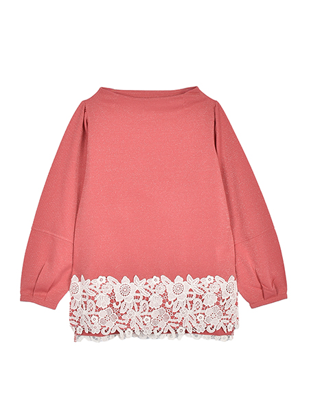 裾ﾚｰｽがﾌｪﾐﾆﾝなﾗﾒ裏毛ﾌﾟﾙｵｰﾊﾞｰ 詳細画像 ｱﾌﾟﾘｺｯﾄ 1