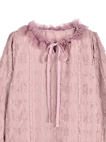 ﾁｭｰﾙﾓﾁｰﾌ刺繍のﾌｪﾐﾆﾝﾌﾟﾙｵｰﾊﾞｰ 詳細画像