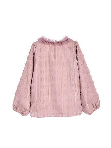 ﾁｭｰﾙﾓﾁｰﾌ刺繍のﾌｪﾐﾆﾝﾌﾟﾙｵｰﾊﾞｰ 詳細画像 ﾋﾟﾝｸ 2