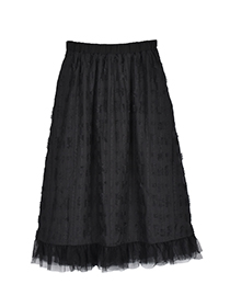 ﾁｭｰﾙﾓﾁｰﾌ刺繍のﾌｪﾐﾆﾝﾘﾎﾞﾝｽｶｰﾄ 詳細画像