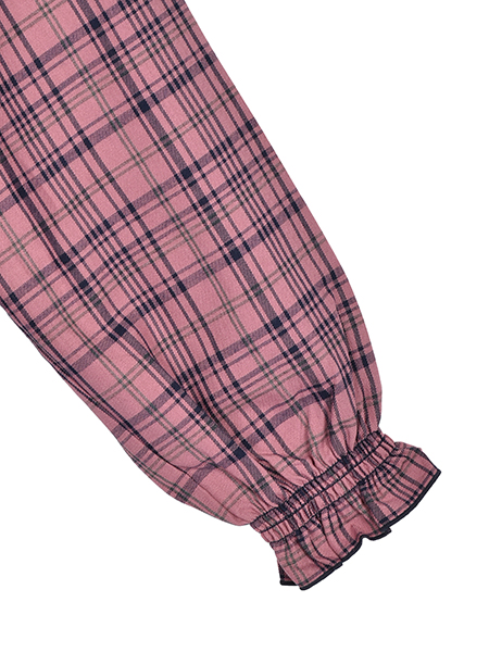 ｵﾘｼﾞﾅﾙﾁｪｯｸのﾎﾞｳﾀｲﾘﾎﾞﾝﾌﾞﾗｳｽ 詳細画像 ﾋﾟﾝｸ系 4