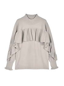 大人ﾌｪﾐﾆﾝなﾗｯﾌﾙふりるﾆｯﾄﾌﾟﾙｵｰﾊﾞｰ 詳細画像