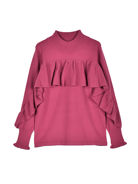 大人ﾌｪﾐﾆﾝなﾗｯﾌﾙふりるﾆｯﾄﾌﾟﾙｵｰﾊﾞｰ 詳細画像 ﾋﾟﾝｸ系 1