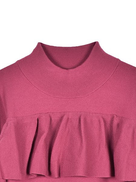 大人ﾌｪﾐﾆﾝなﾗｯﾌﾙふりるﾆｯﾄﾌﾟﾙｵｰﾊﾞｰ 詳細画像 ﾋﾟﾝｸ系 3