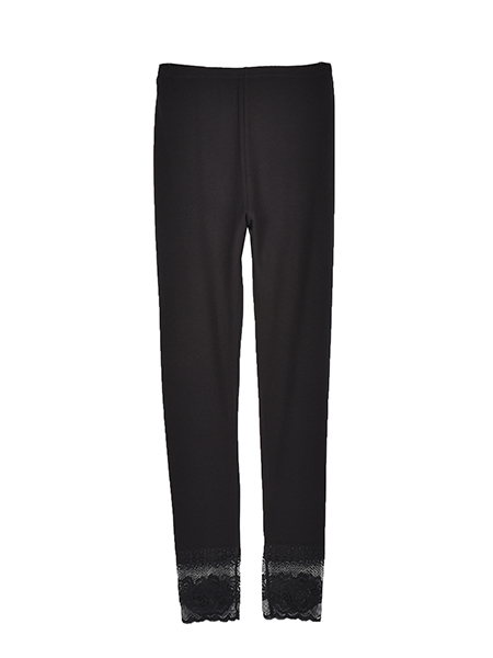 足元まで華やかな裾ｶﾒﾘｱﾚｰｽﾚｷﾞﾝｽ 詳細画像 ﾌﾞﾗｯｸ 1