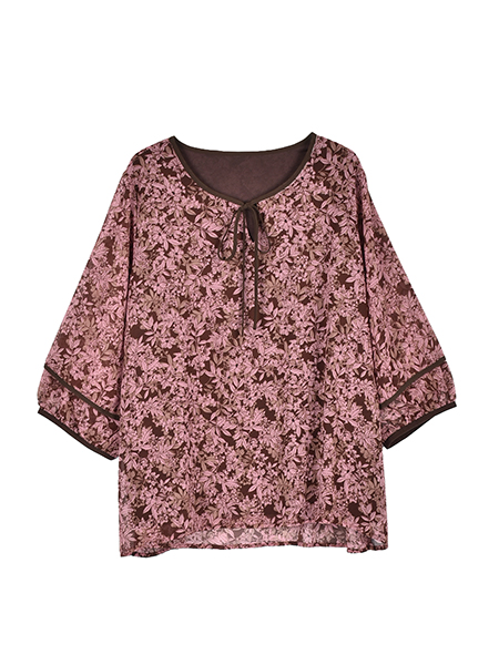 大人ﾌﾗﾜｰﾘｰﾌの上品ｶﾌﾀﾝﾌﾞﾗｳｽ 詳細画像 ﾋﾟﾝｸ系 1